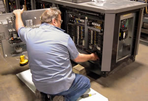 A technician servicing equipment
